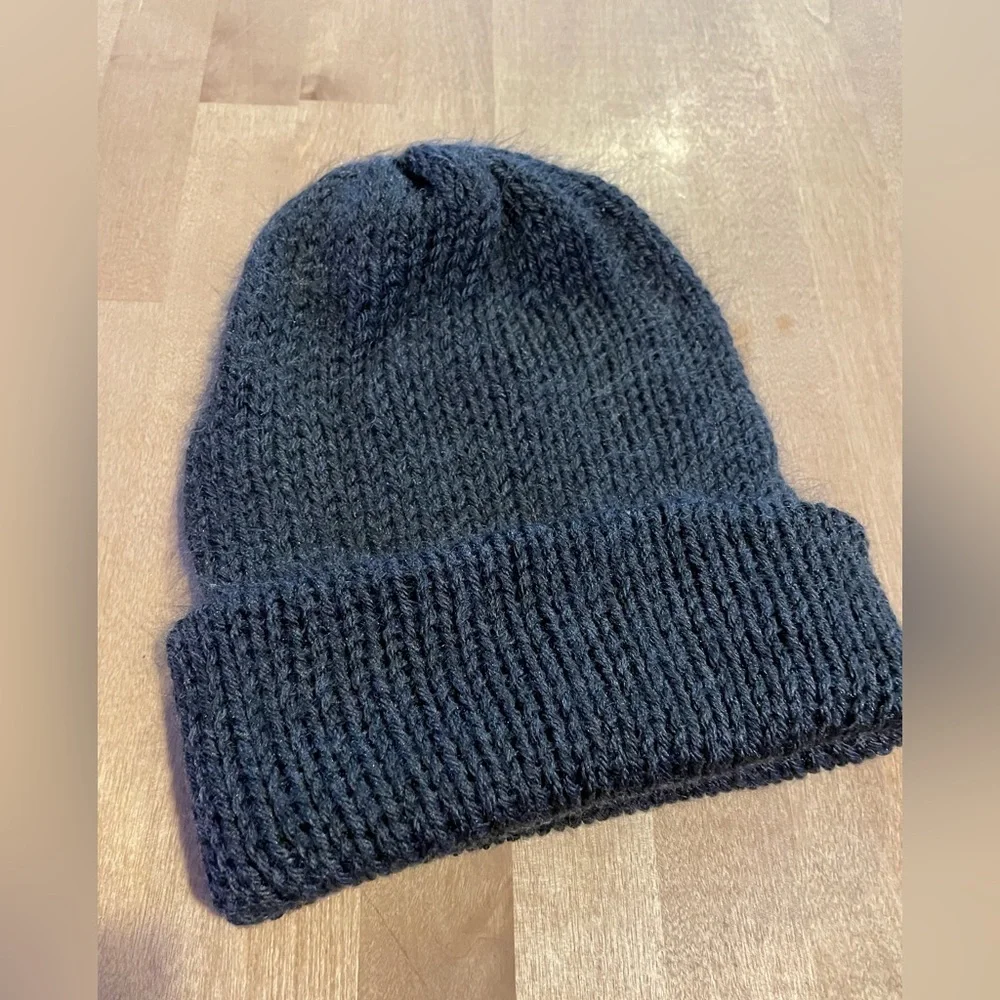 Beanie Crocheted Handmade Dark Grey Gray Woven Knit Toboggan Crochet Soft Unisex